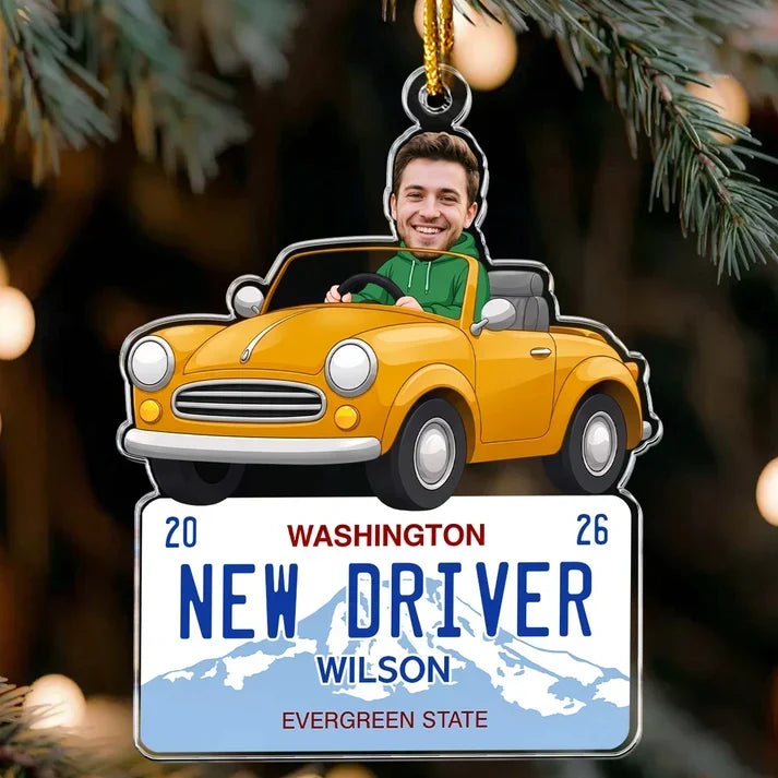 Personalized Acrylic Ornament New Driver Gift Red Convertible