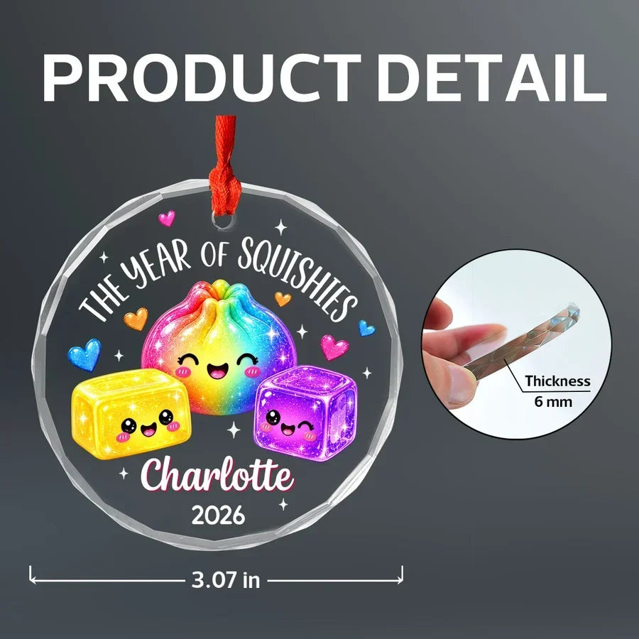 Personalized Glass Crystal Ornament Rainbow Squishies Gift for Kids