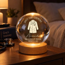 Load image into Gallery viewer, Personalized Globe Lamp with White Coat Illustration Gift for Future Doctor
