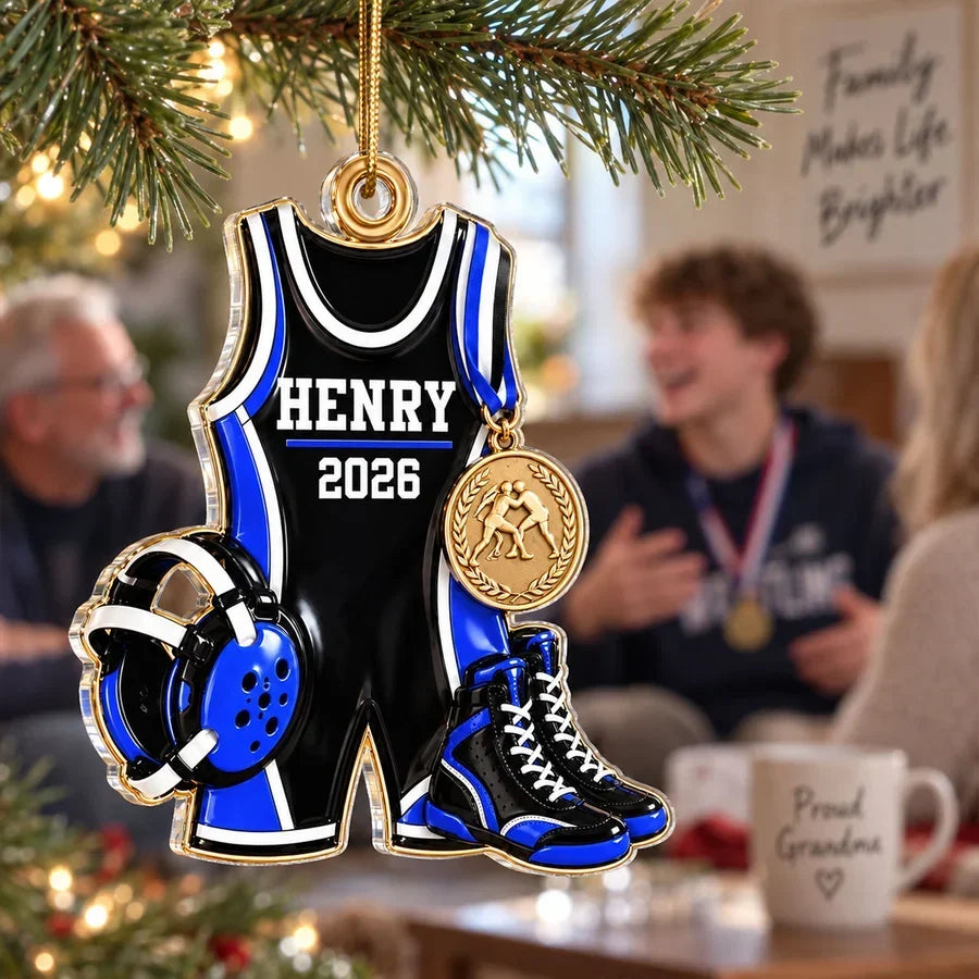 Personalized Wrestling Acrylic Ornament Gift for Son Christmas