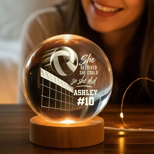 Personalized Volleyball Globe Lamp Custom Gift for Daughter Player