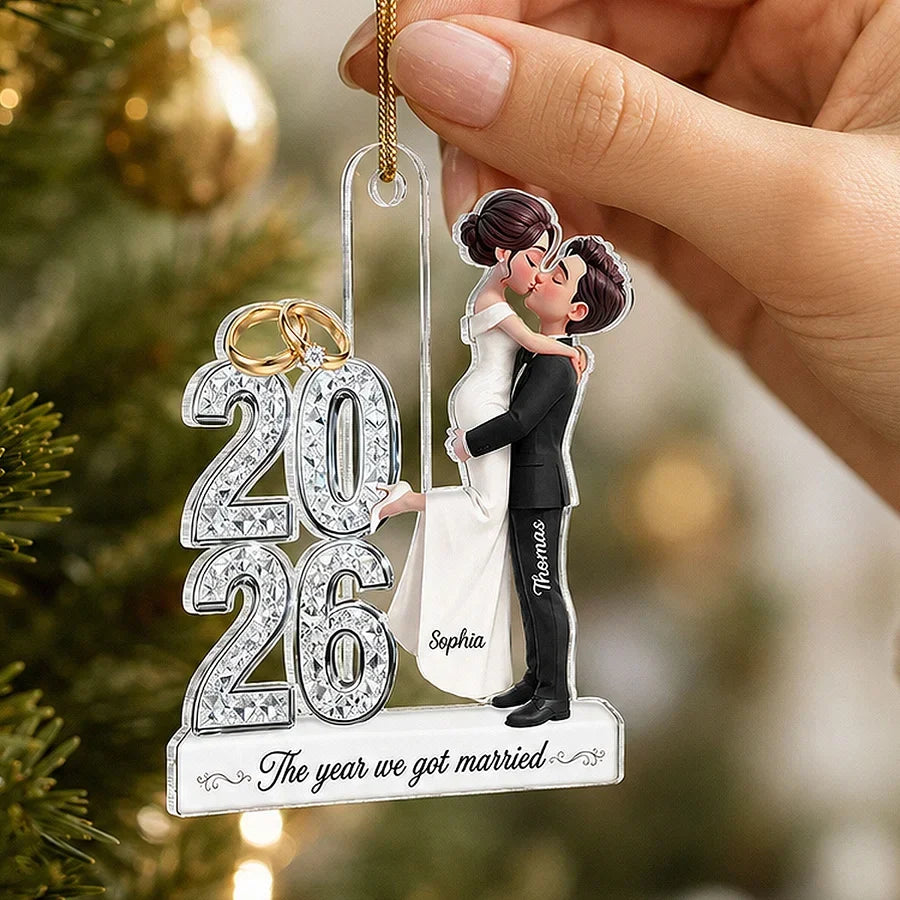 Personalized Acrylic Christmas Ornament Newlyweds Gift