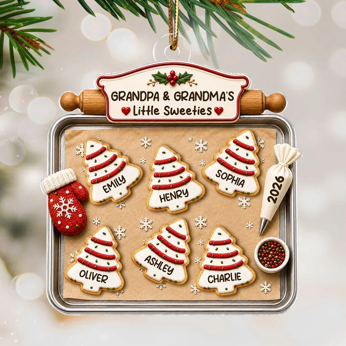 Personalized Acrylic Christmas Ornament Gift for Grandparents
