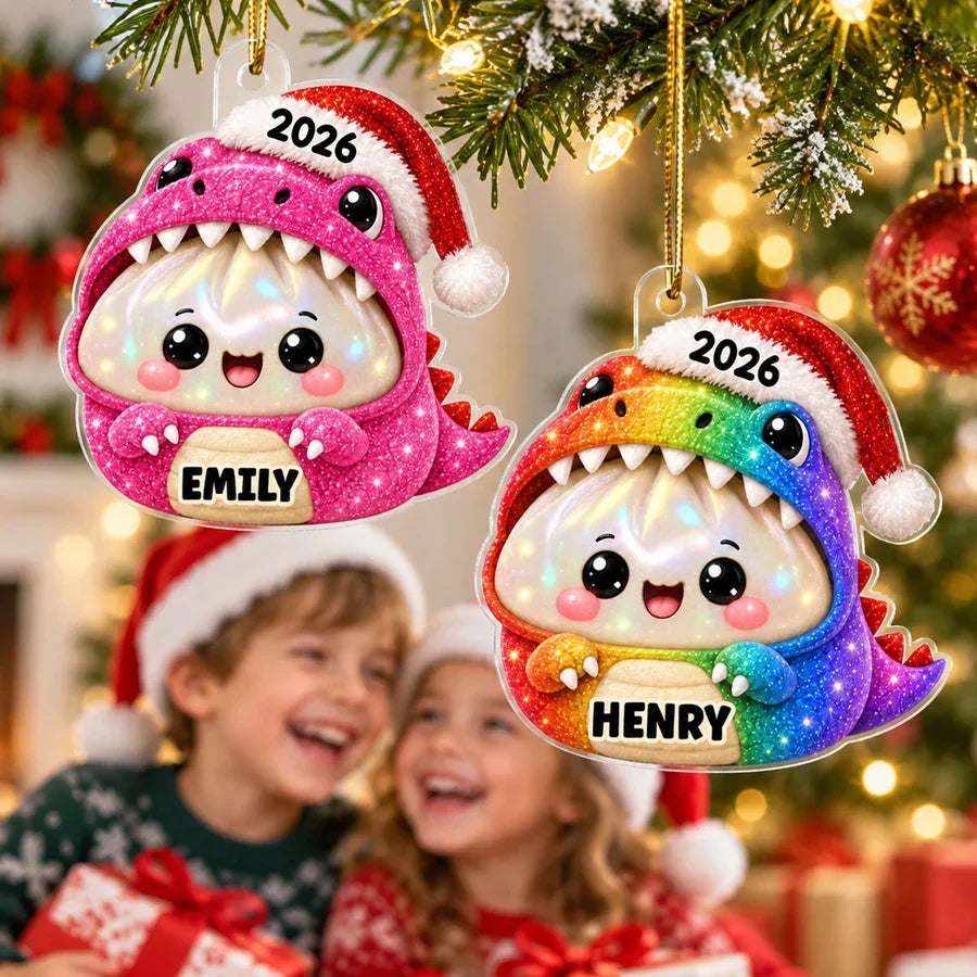 Personalized Acrylic Dinosaur Ornament Custom Name Gift for Kids