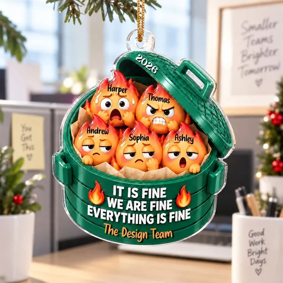 Personalized Funny Dumpster Fire Ornament Gift for Coworkers  | Christmas Decor