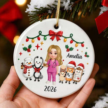 Load image into Gallery viewer, Personalized Ceramic Ornament Nurse Gift with Custom Name for Christmas
