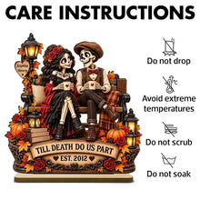 Load image into Gallery viewer, Personalized Halloween Wooden Plaque Skeleton Couple Gift
