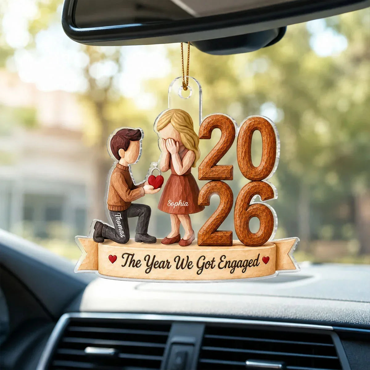 Personalized Acrylic Engagement Ornament Unique Gift for Couple