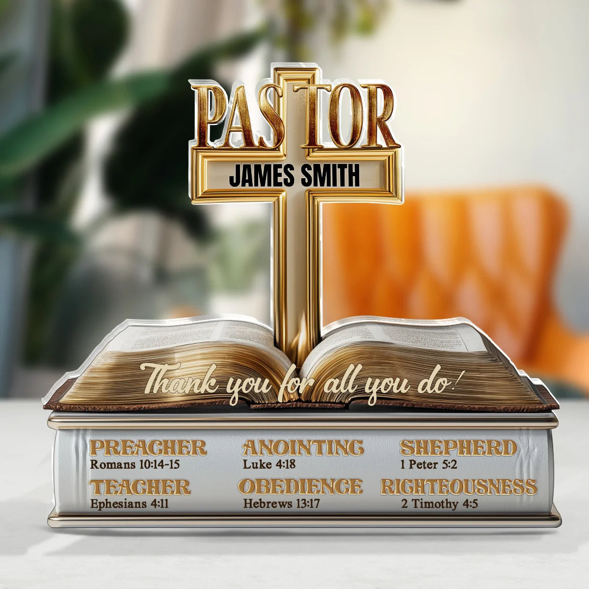 Personalized Acrylic Block Plaque Thank You Gift for Pastor