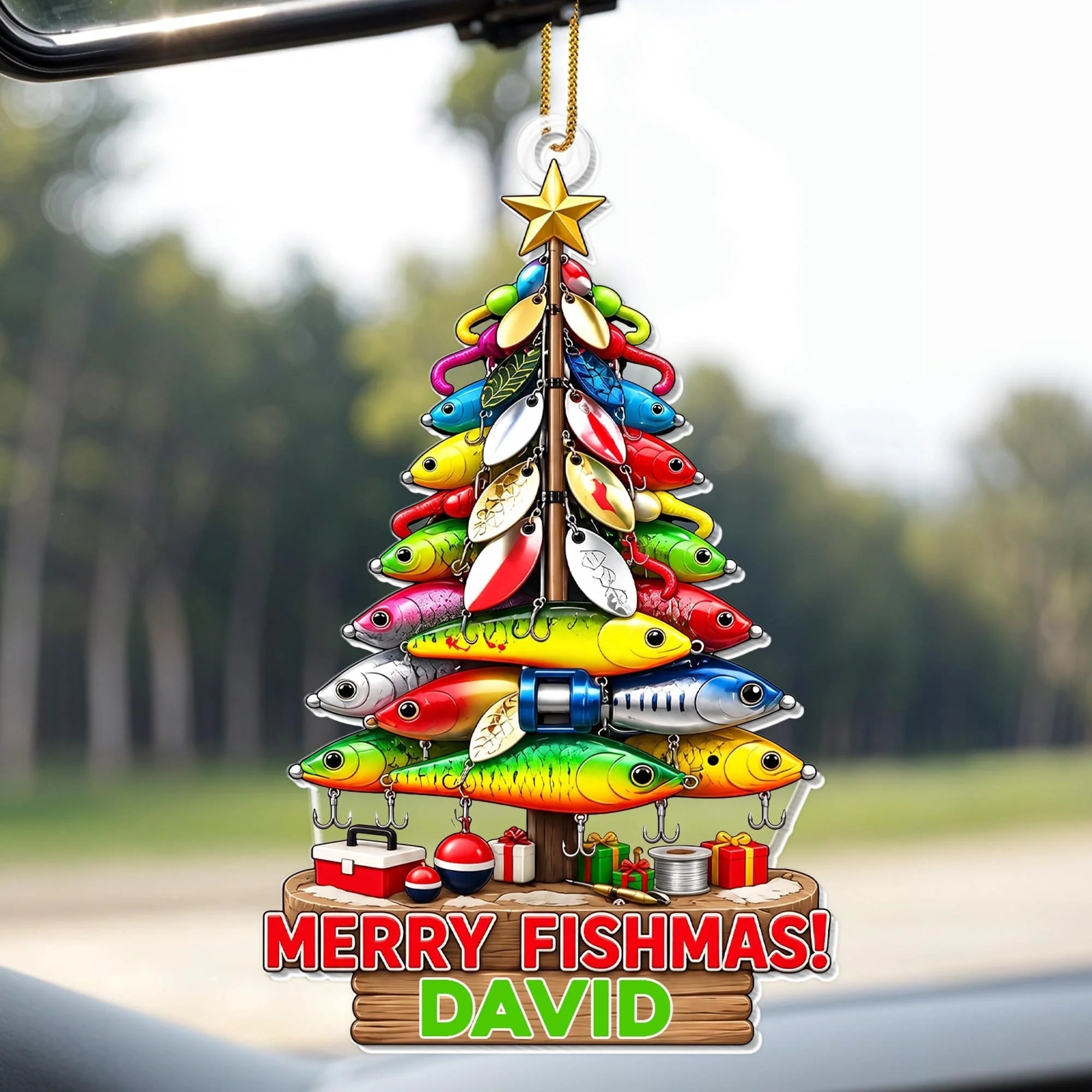 Personalized Fishing Ornament Merry Fishmas Gift for Angler
