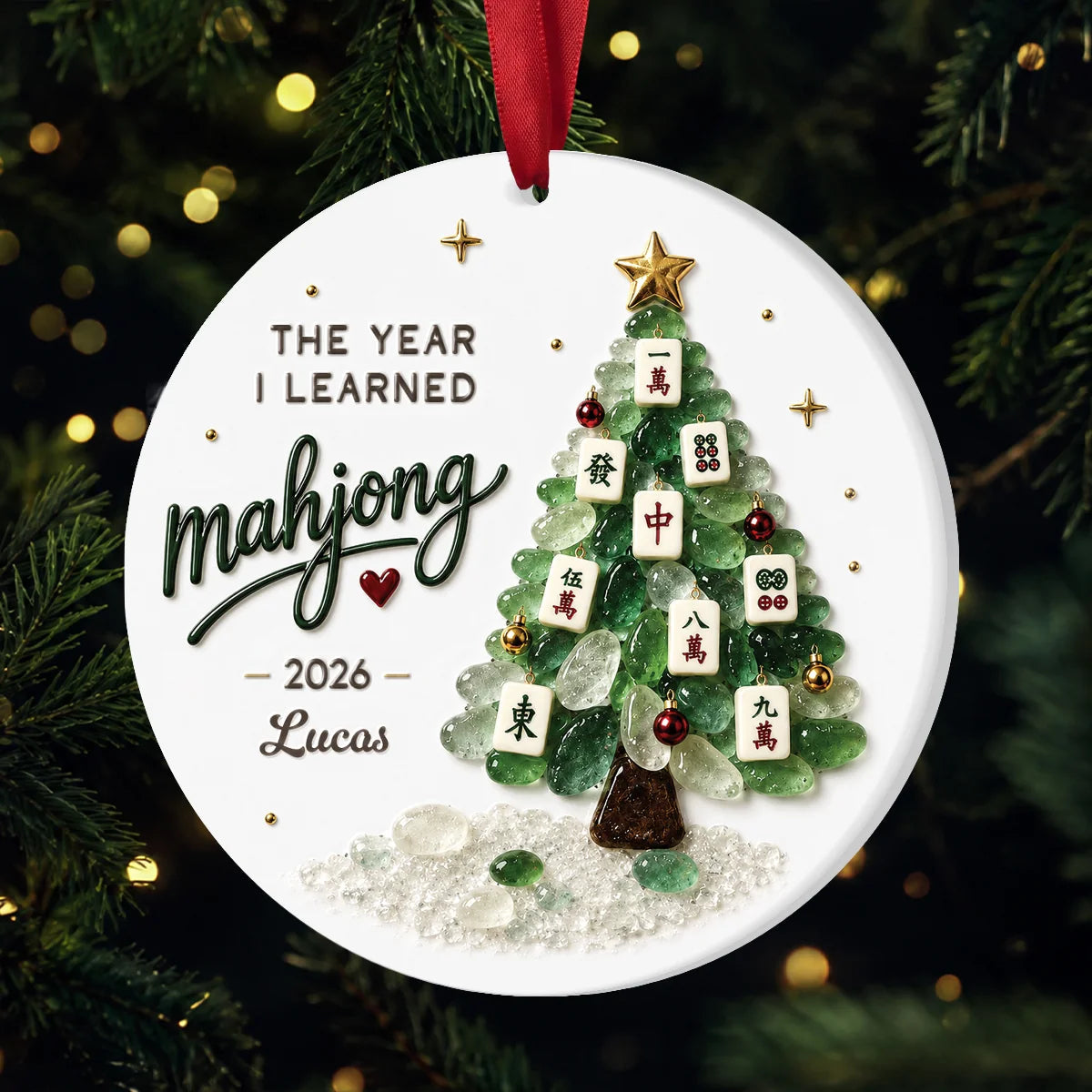 Personalized Ceramic Mahjong Ornament Custom Gift for Friends & Family