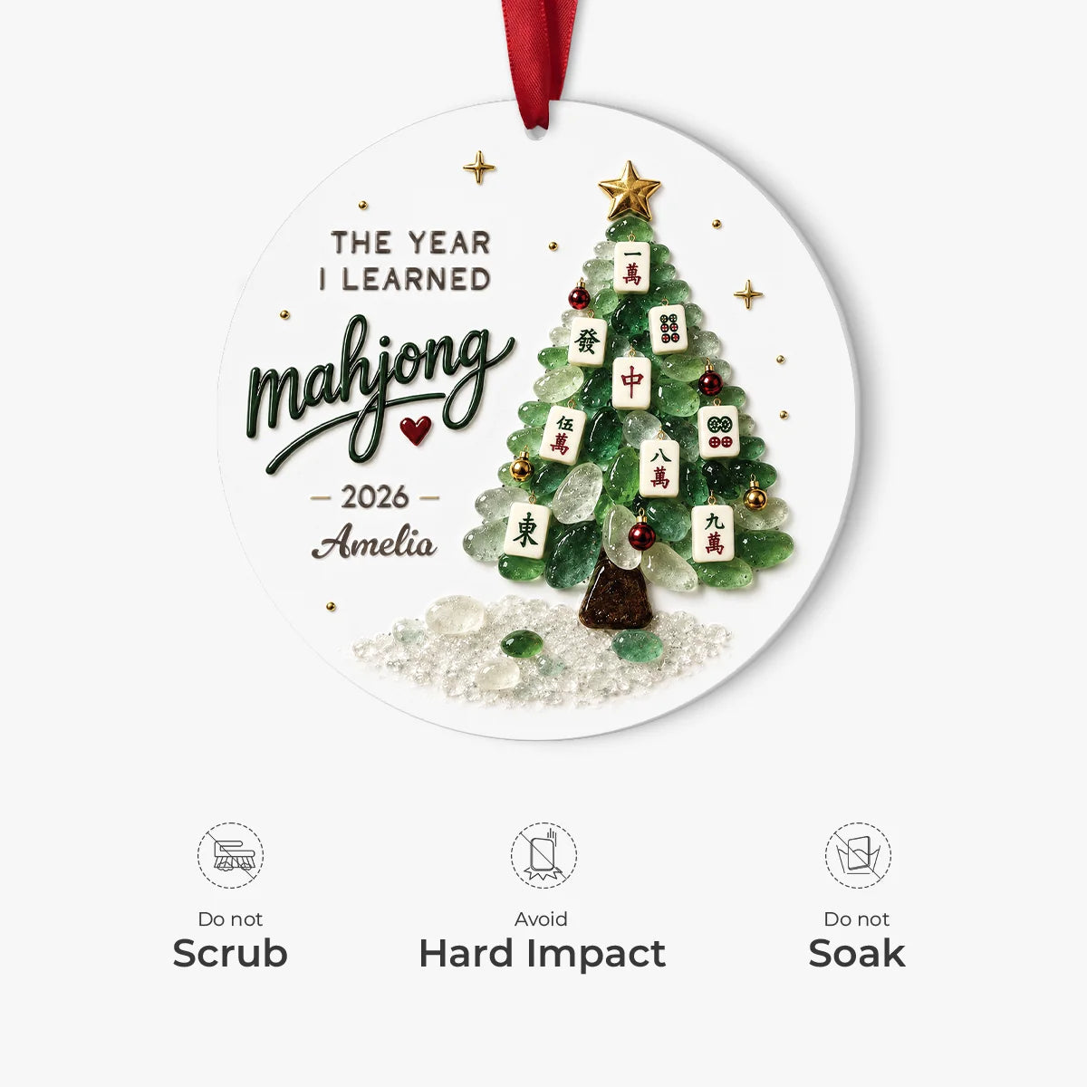 Personalized Ceramic Mahjong Ornament Custom Gift for Friends & Family