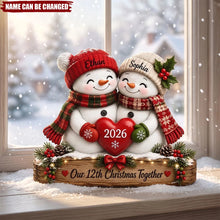 Load image into Gallery viewer, Personalized Thick Wooden Plaque Snowman Couple Gift for Christmas
