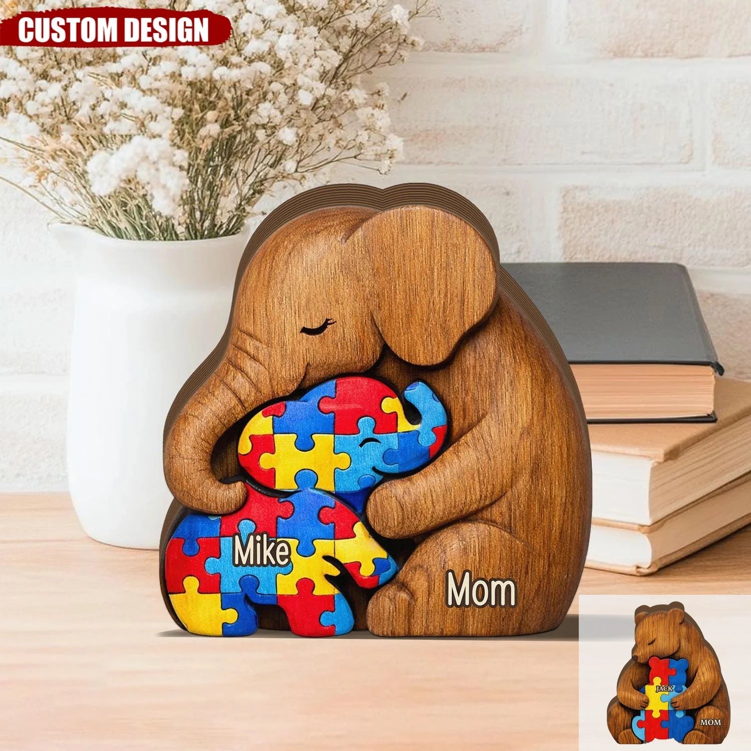 Custom Thick Wooden Autism Plaque Mom and Child Gift