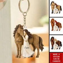 Load image into Gallery viewer, Personalized Acrylic Keychain Horse Lover Gift Custom Name
