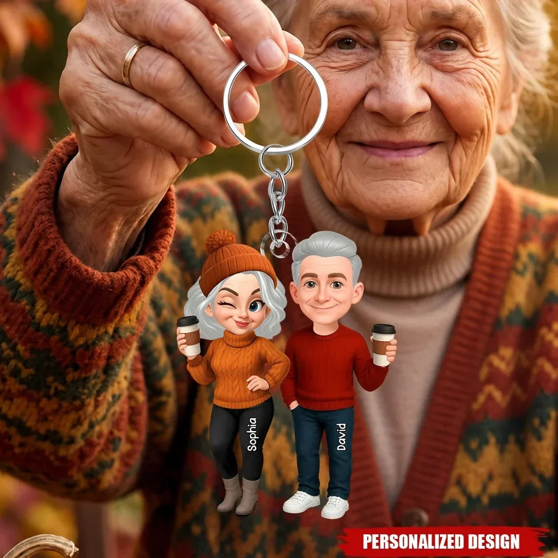 Personalized Cute Fall Couple Acrylic Keychain Gift for Partners