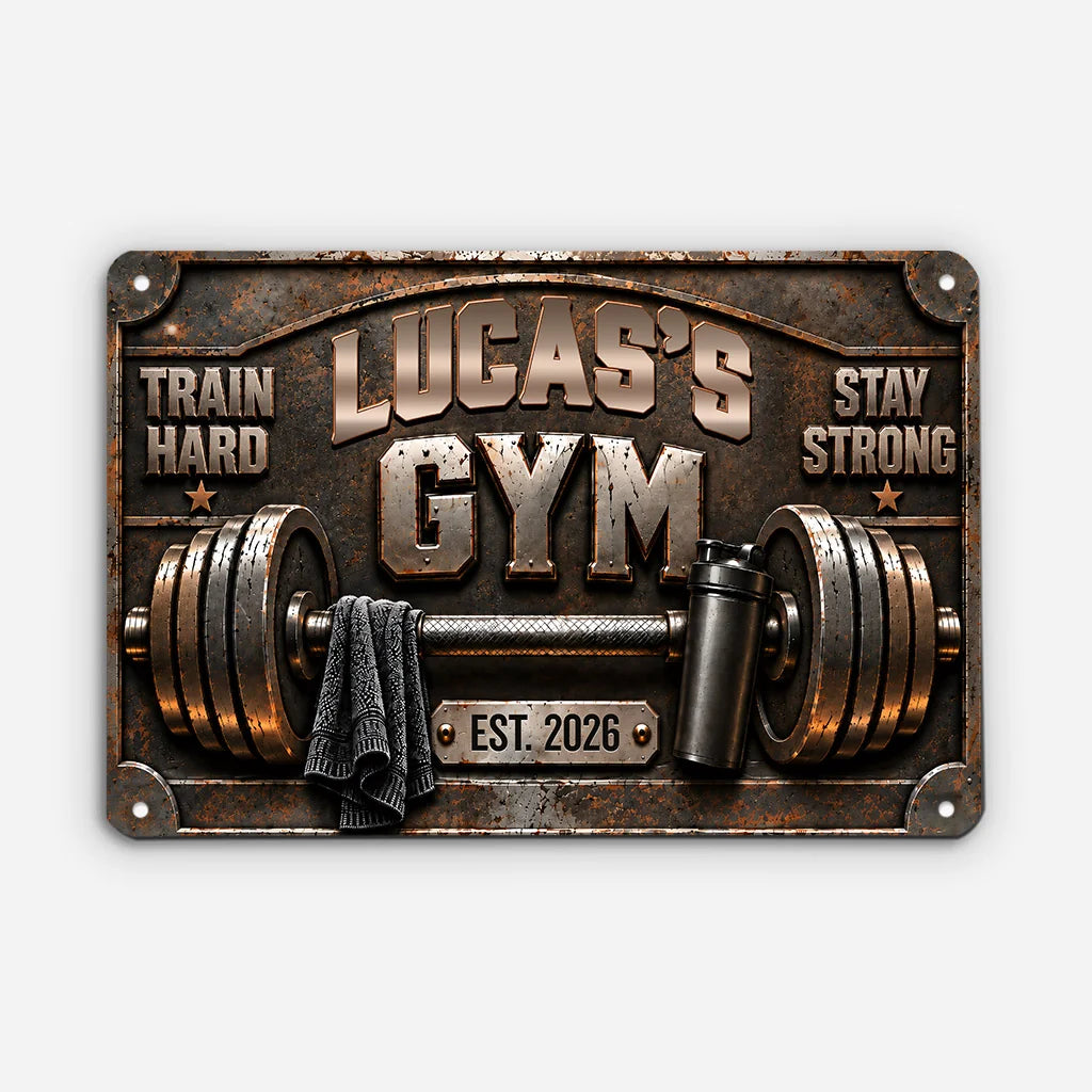 Personalized Rectangular Iron Gym Sign Custom Name Gift for Fitness Enthusiasts