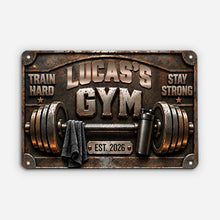 Load image into Gallery viewer, Personalized Rectangular Iron Gym Sign Custom Name Gift for Fitness Enthusiasts
