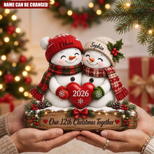 Load image into Gallery viewer, Personalized Thick Wooden Plaque Snowman Couple Gift for Christmas
