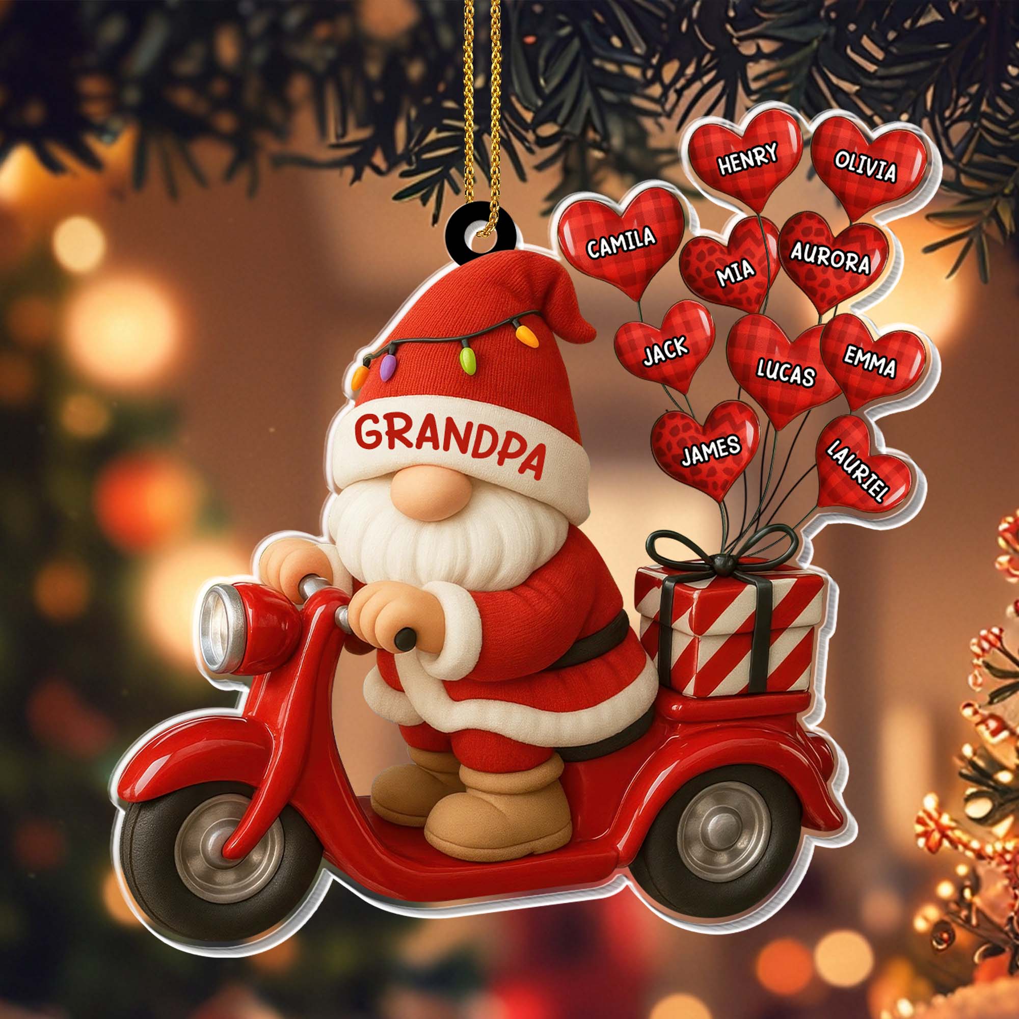 Personalized Acrylic Christmas Ornament Santa Gift for Grandpa