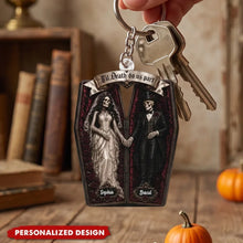 Load image into Gallery viewer, Personalized Gothic Skeleton Couple Keychain Halloween Gift
