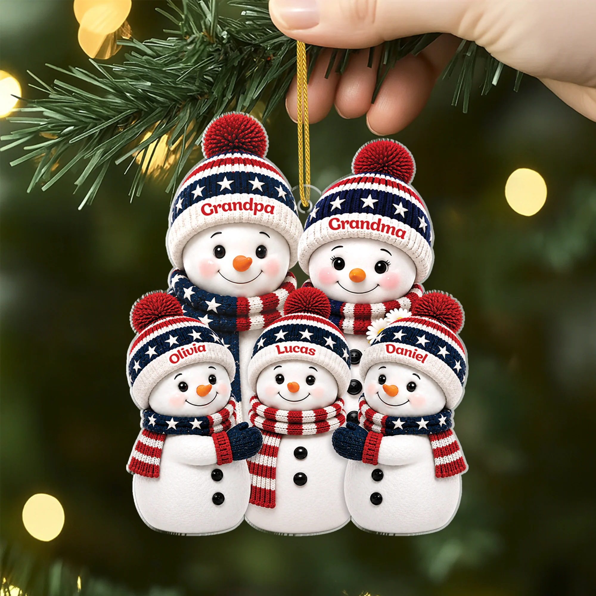 Personalized Acrylic Christmas Ornament Snowman Family Gift for Grandma
