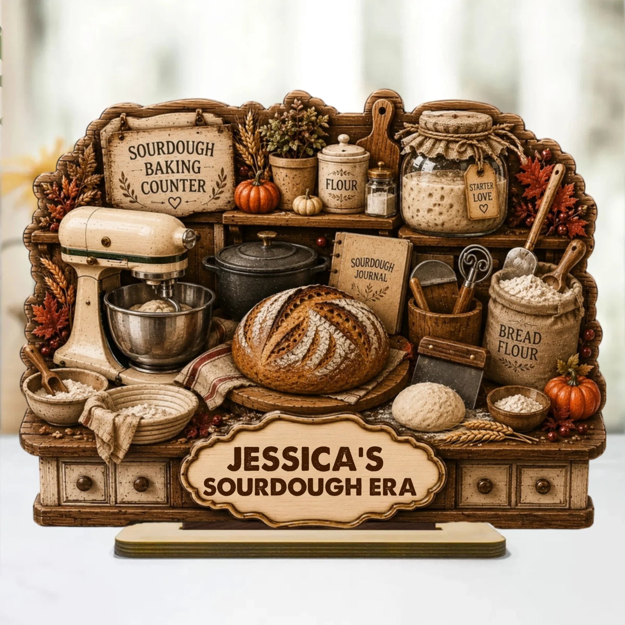 Personalized Sourdough Wooden Plaque Gift for Home Bakers