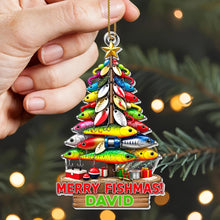 Load image into Gallery viewer, Personalized Fishing Ornament Merry Fishmas Gift for Angler
