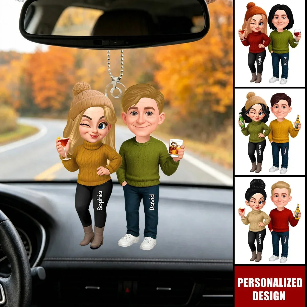 Personalized Cute Fall Couple Acrylic Keychain Gift for Partners