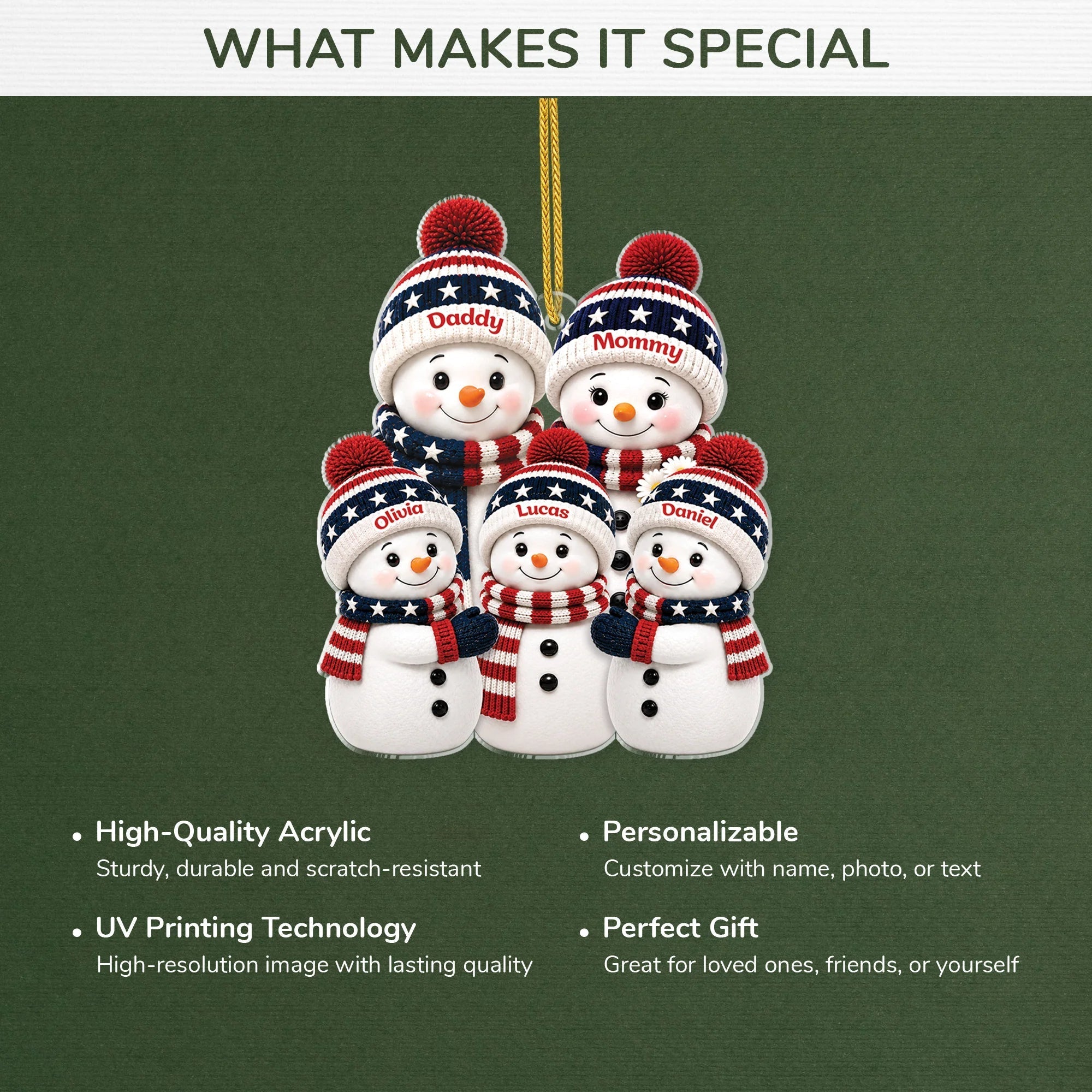 Personalized Acrylic Christmas Ornament Snowman Family Gift for Grandma