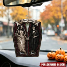 Load image into Gallery viewer, Personalized Gothic Skeleton Couple Keychain Halloween Gift
