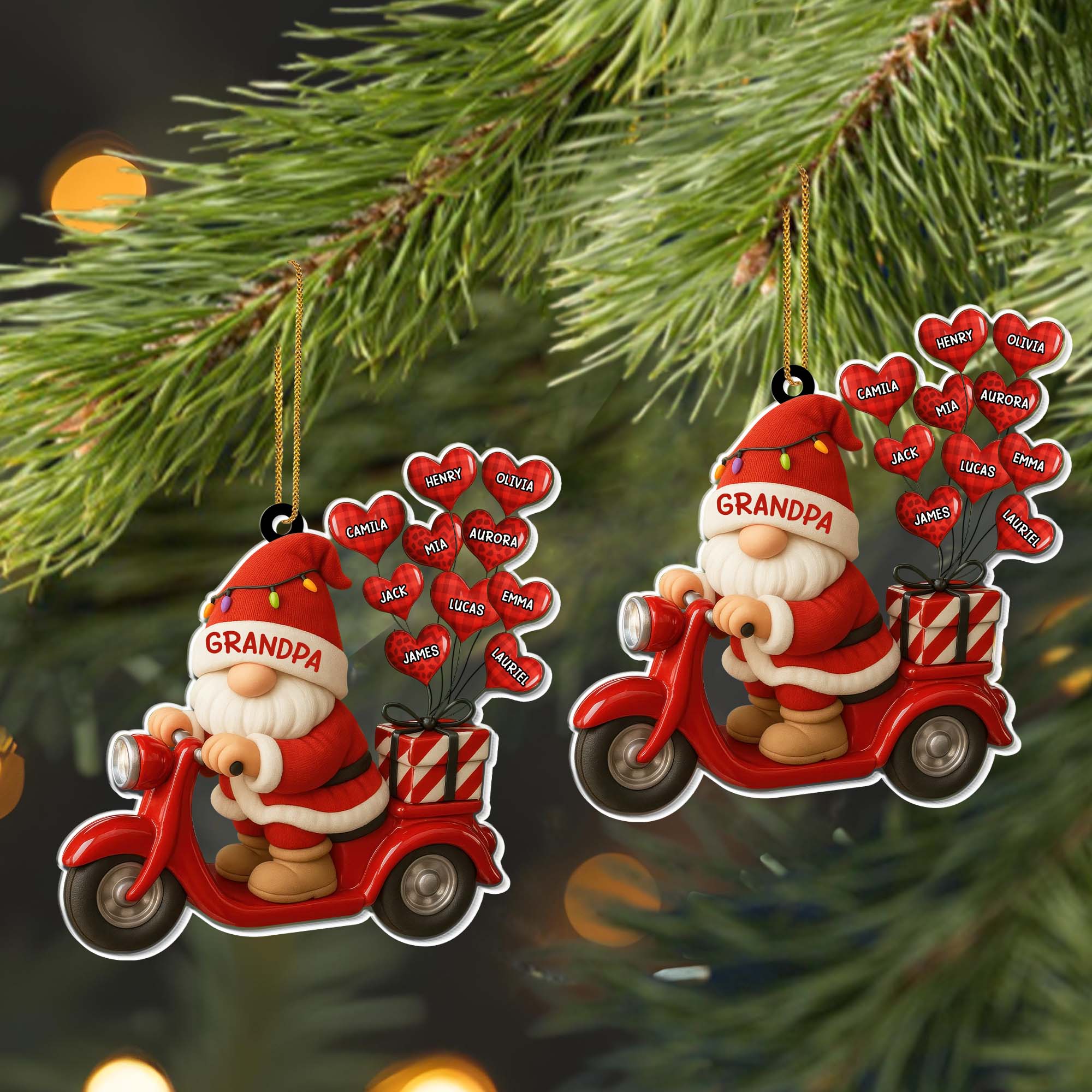 Personalized Acrylic Christmas Ornament Santa Gift for Grandpa