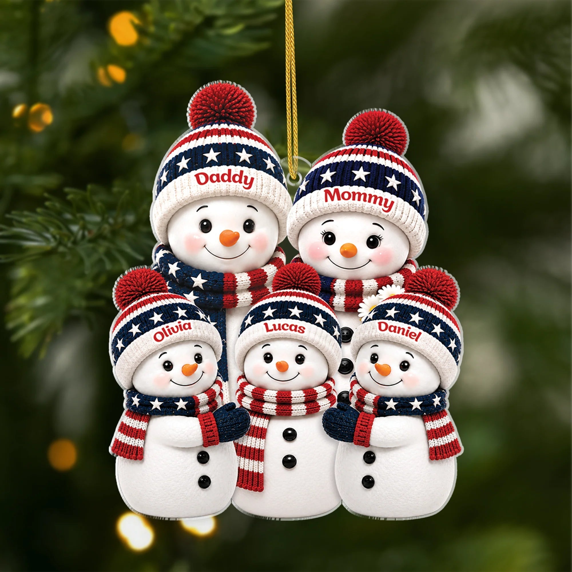 Personalized Acrylic Christmas Ornament Snowman Family Gift for Grandma