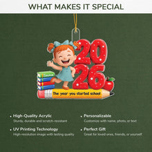 Load image into Gallery viewer, Personalized Acrylic Ornament Waving Schoolgirl Gift for Kids
