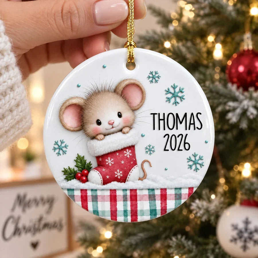 Personalized Ceramic Ornament Cute Woodland Animals Gift for Kids