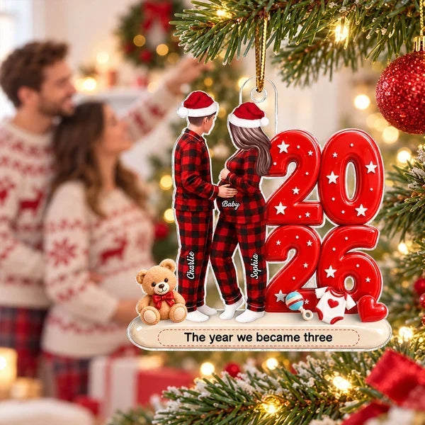 Personalized Acrylic Ornament Expecting Couple Baby Bump Gift