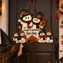 Load image into Gallery viewer, Personalized Wooden Halloween Sign for Grandma &amp; Grandpa's Boo Crew Family Decor
