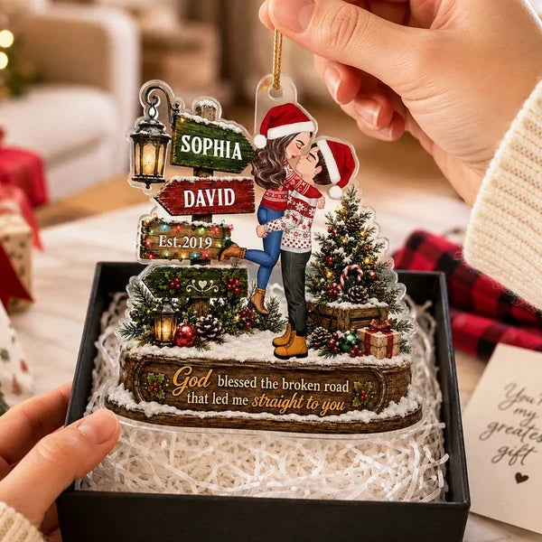 Personalized Acrylic Christmas Ornament Kissing Couple Gift for Couple