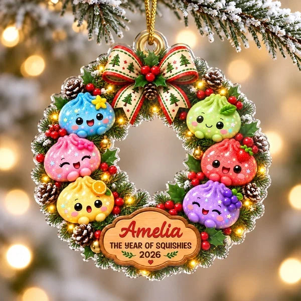 Personalized Colorful Dumpling Wreath Acrylic Ornament Christmas Gift