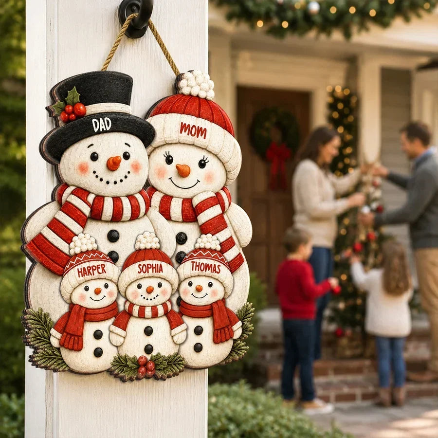 Personalized Wooden Snowman Family Sign Gift for Grandma & Grandpa Christmas Decor