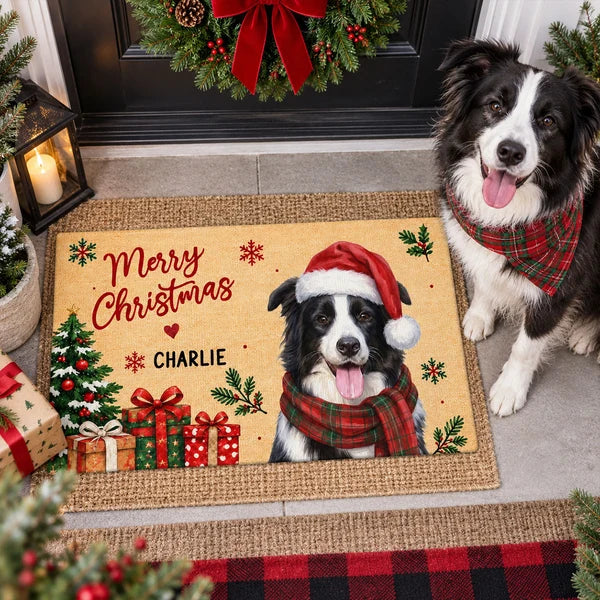 Personalized Watercolor Dog Doormat Christmas Gift for Dog Lovers