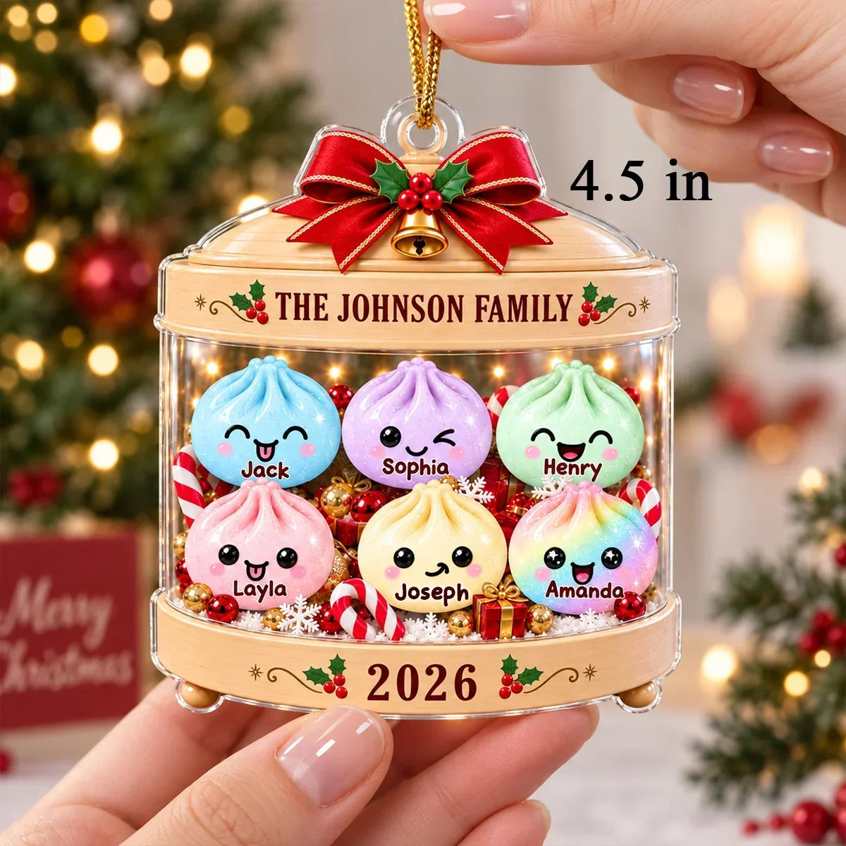Personalized Acrylic Christmas Ornament Cute Dumpling Family Gift for Family