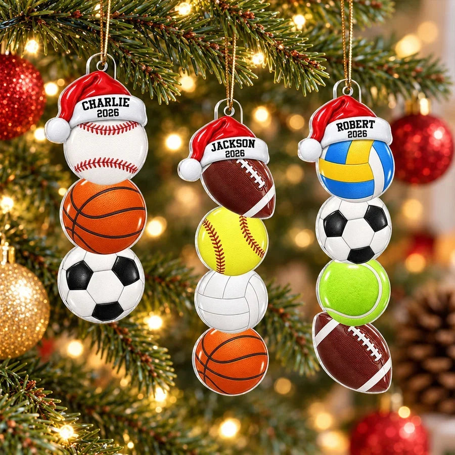Personalized Acrylic Sports Ornament Custom Name Gift for Kids