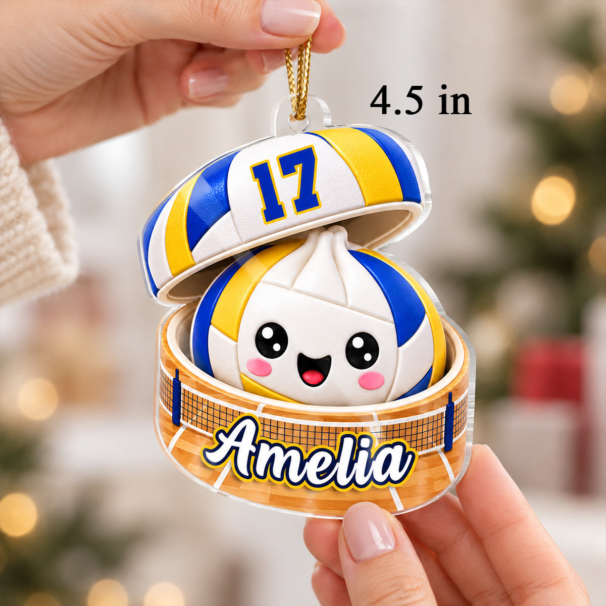 Personalized Volleyball Dumpling Acrylic Ornament Gift for Kids