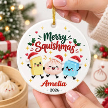 Load image into Gallery viewer, Personalized Ceramic Squishmas Ornament Custom Name Gift for Christmas
