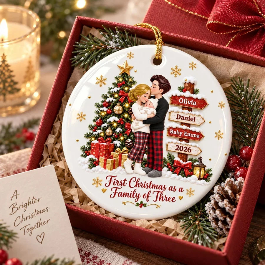 Personalized Ceramic Ornament First Christmas Gift for New Parents