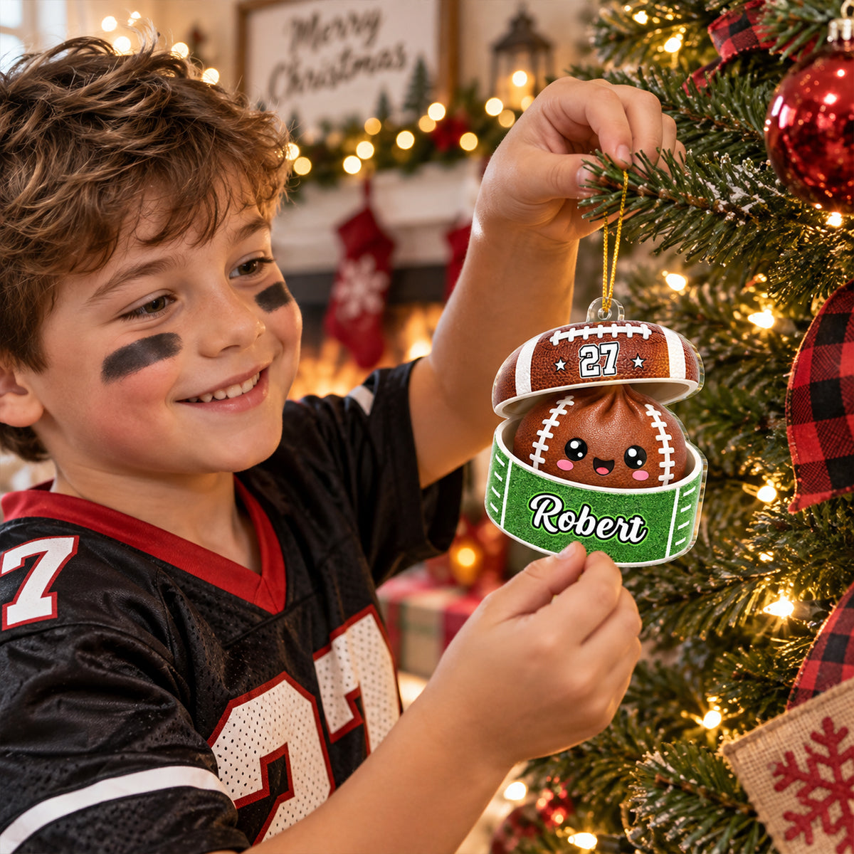 Personalized Acrylic Football Ornament Gift for Kids Christmas