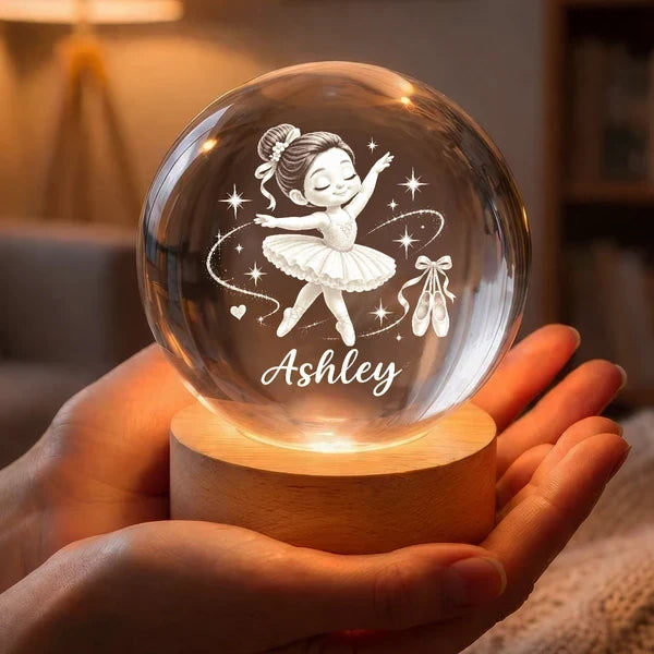 Personalized Ballerina Globe Lamp Custom Name Gift for Daughter