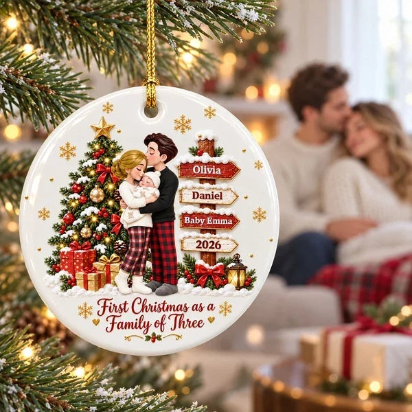 Personalized Ceramic Ornament First Christmas Gift for New Parents