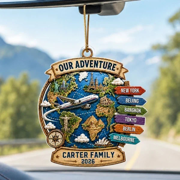 Personalized Acrylic Travel Ornament Gift for Family Couple